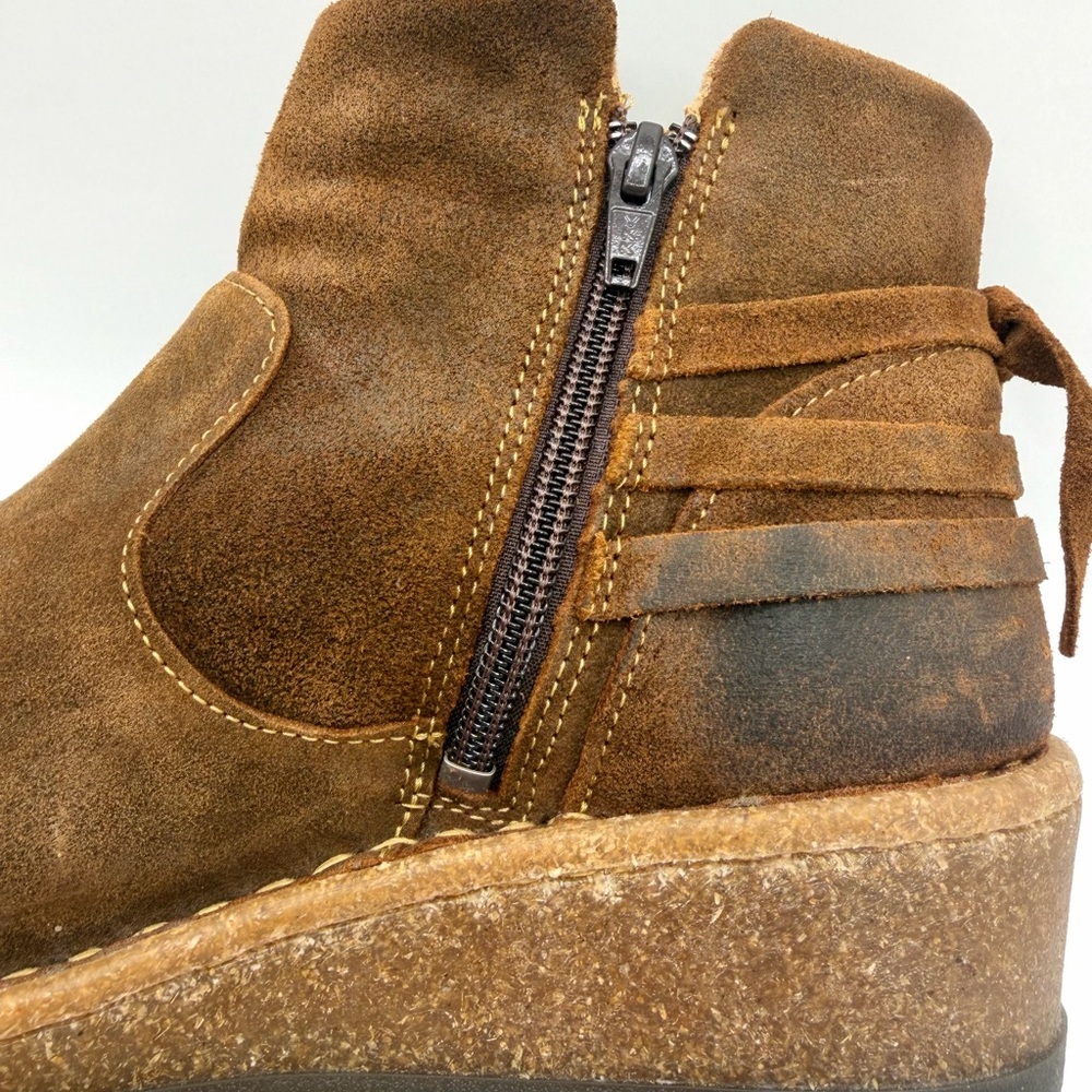 Born Varas Women's Size 9.5 Brown Leather Ankle Boots Side Zipper Comfort - Picture 10 of 11